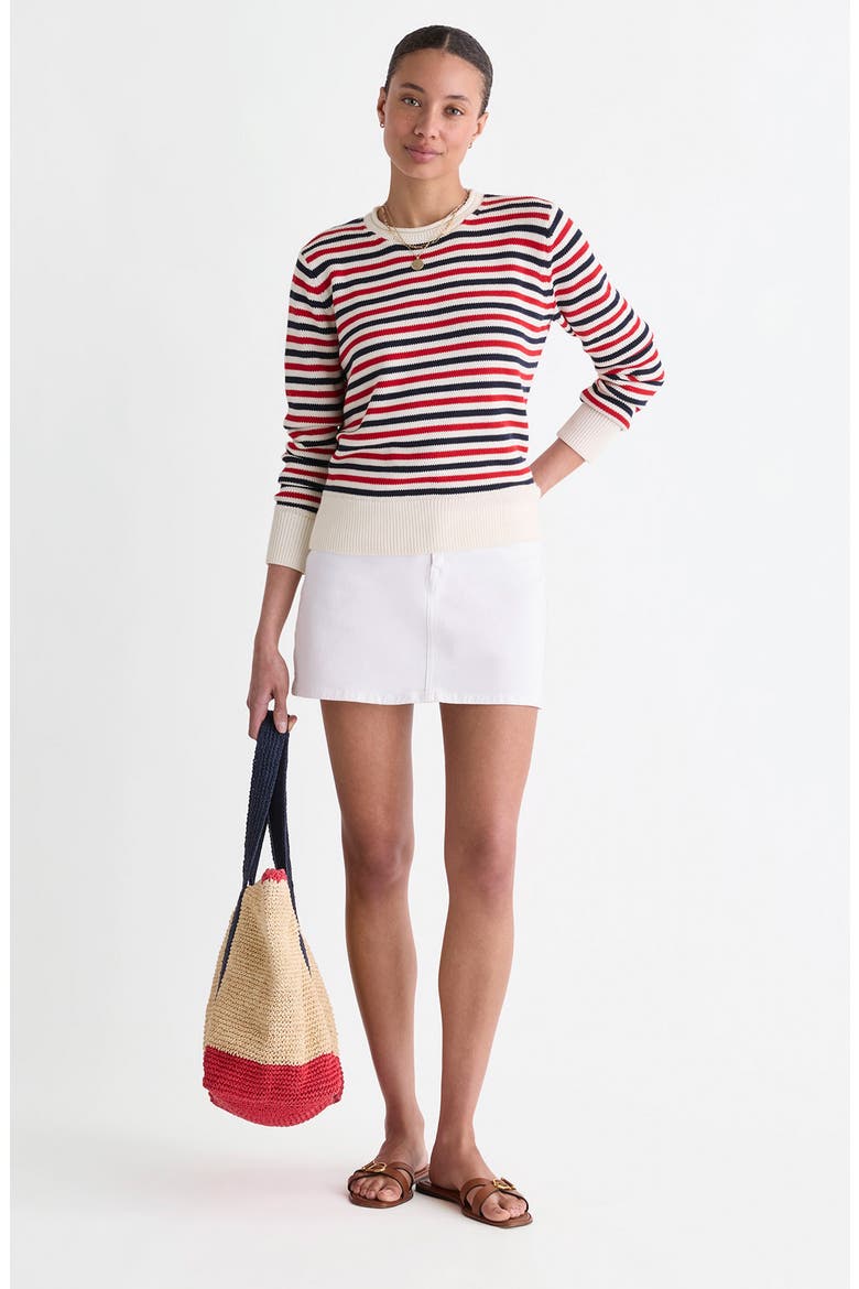 Stripe Cotton Roll Neck Sweater, Alternate, color, RWB STRIPE