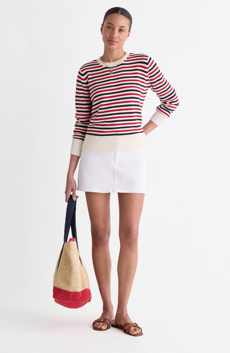 vineyard vines Stripe Cotton Roll Neck Sweater, Alternate, color, Rwb Stripe