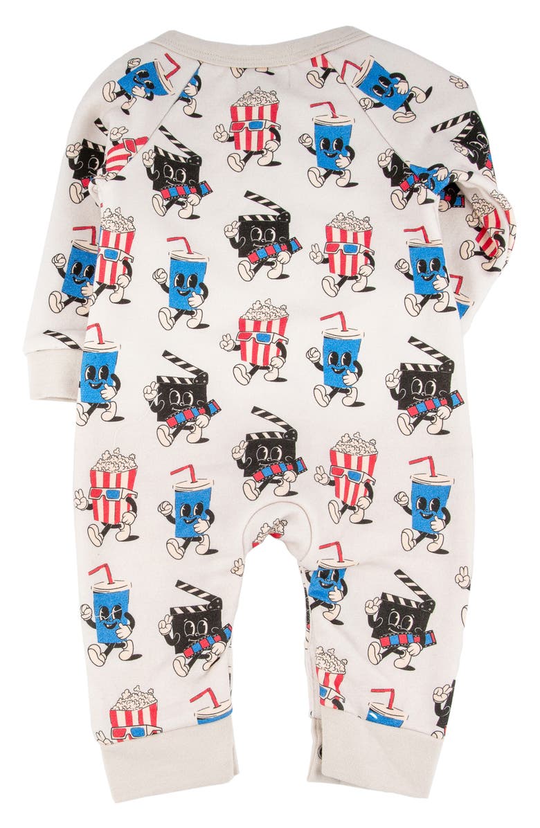 Miki Miette Bailey Movie Print Cotton Henley Romper, Alternate, color, Cinerama