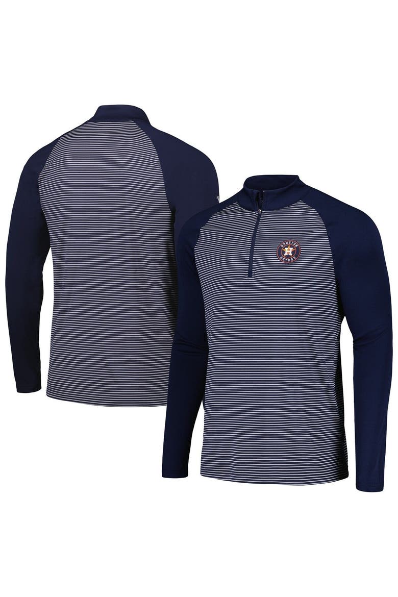 Men's Levelwear Navy Houston Astros Charter Striped Raglan Quarter-Zip Top, Main, color, Navy