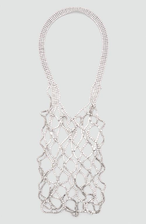 Mango Crystal Mesh Cage Box Clutch In Petrol Blue