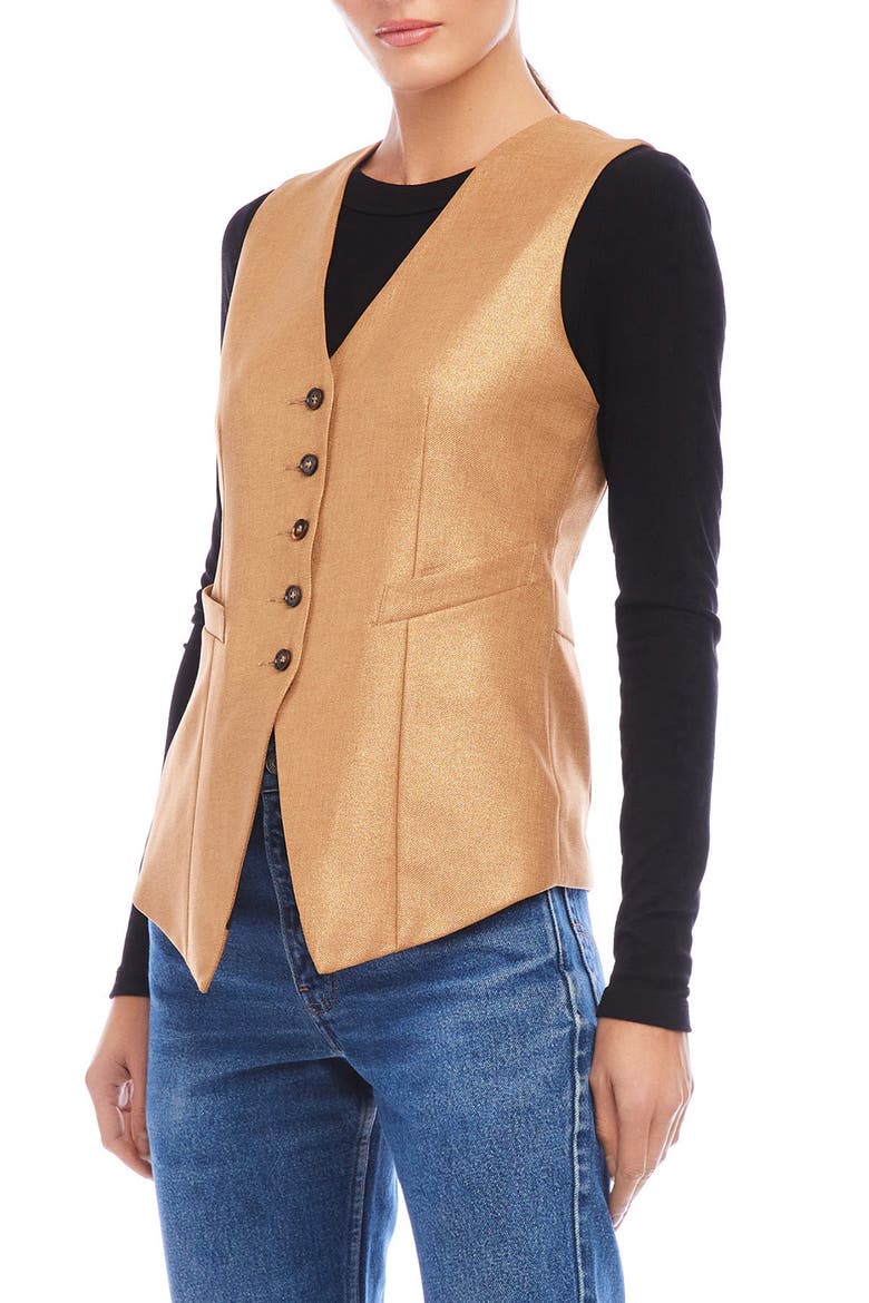 Sutton Metallic Vest, Alternate, color, CAMEL
