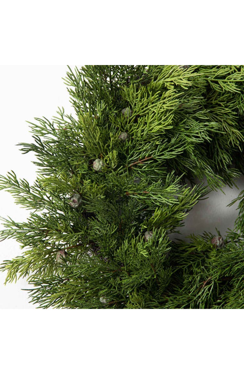 Darby Creek Trading Seeding Real Touch Juniper Berry Faux Greenery Front Door Mantle Wreath, Alternate, color, Green