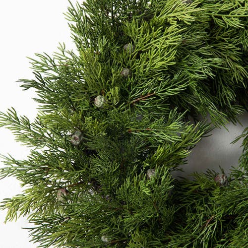 Darby Creek Trading Seeding Real Touch Juniper Berry Faux Greenery Front Door Mantle Wreath In Green