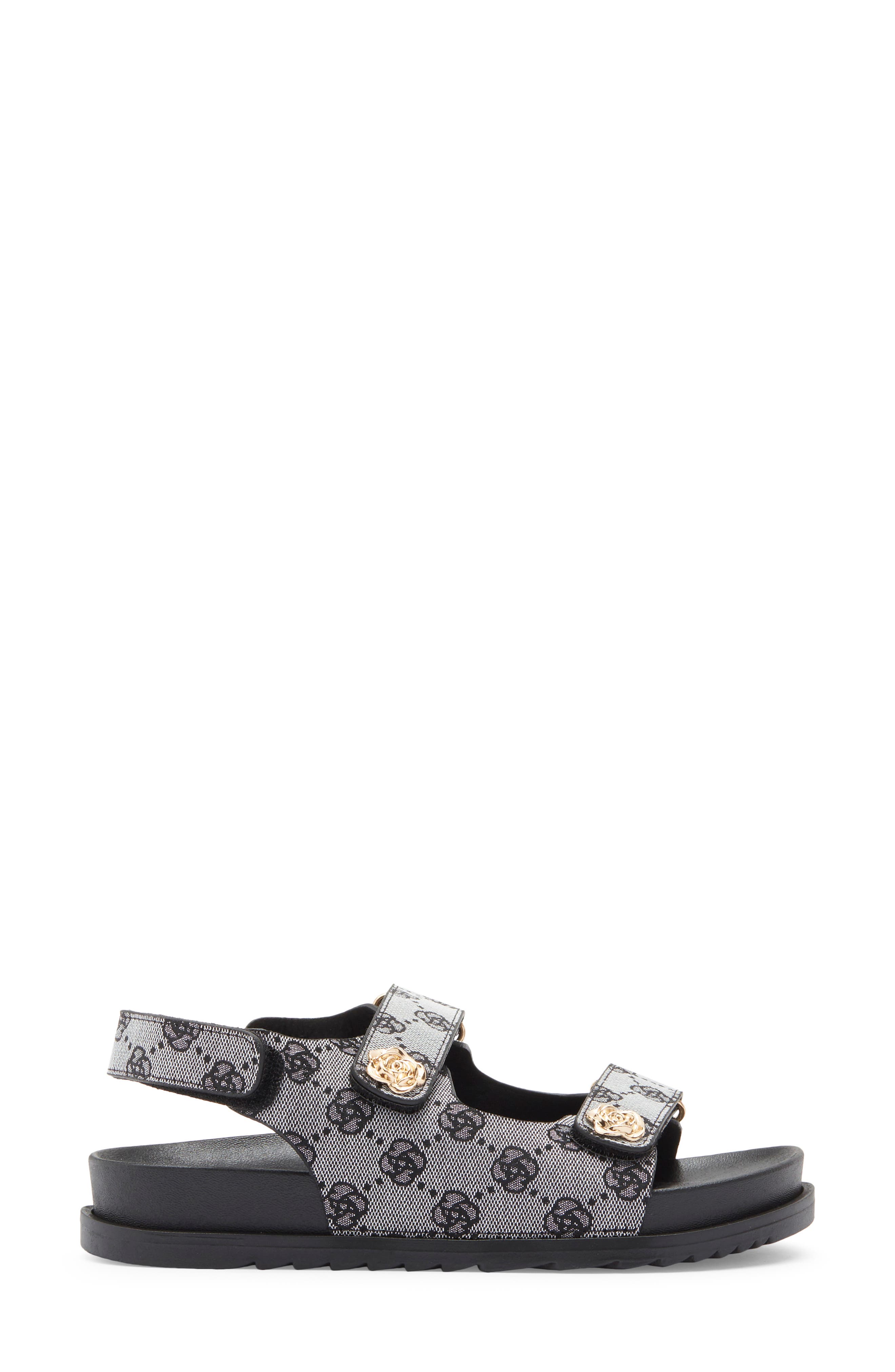 Aileen Footbed Sandal, Alternate, color, BLACK FLORAL
