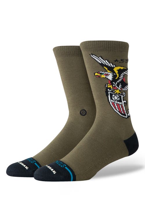 Stance Eagle Cotton Blend Crew Socks In Green