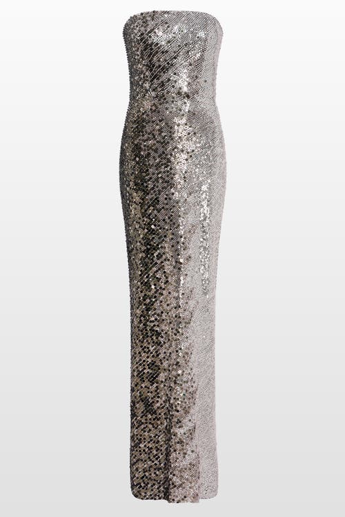 Jenny Packham Caron Sequin-embellished Strapless Maxi Dress In Silver