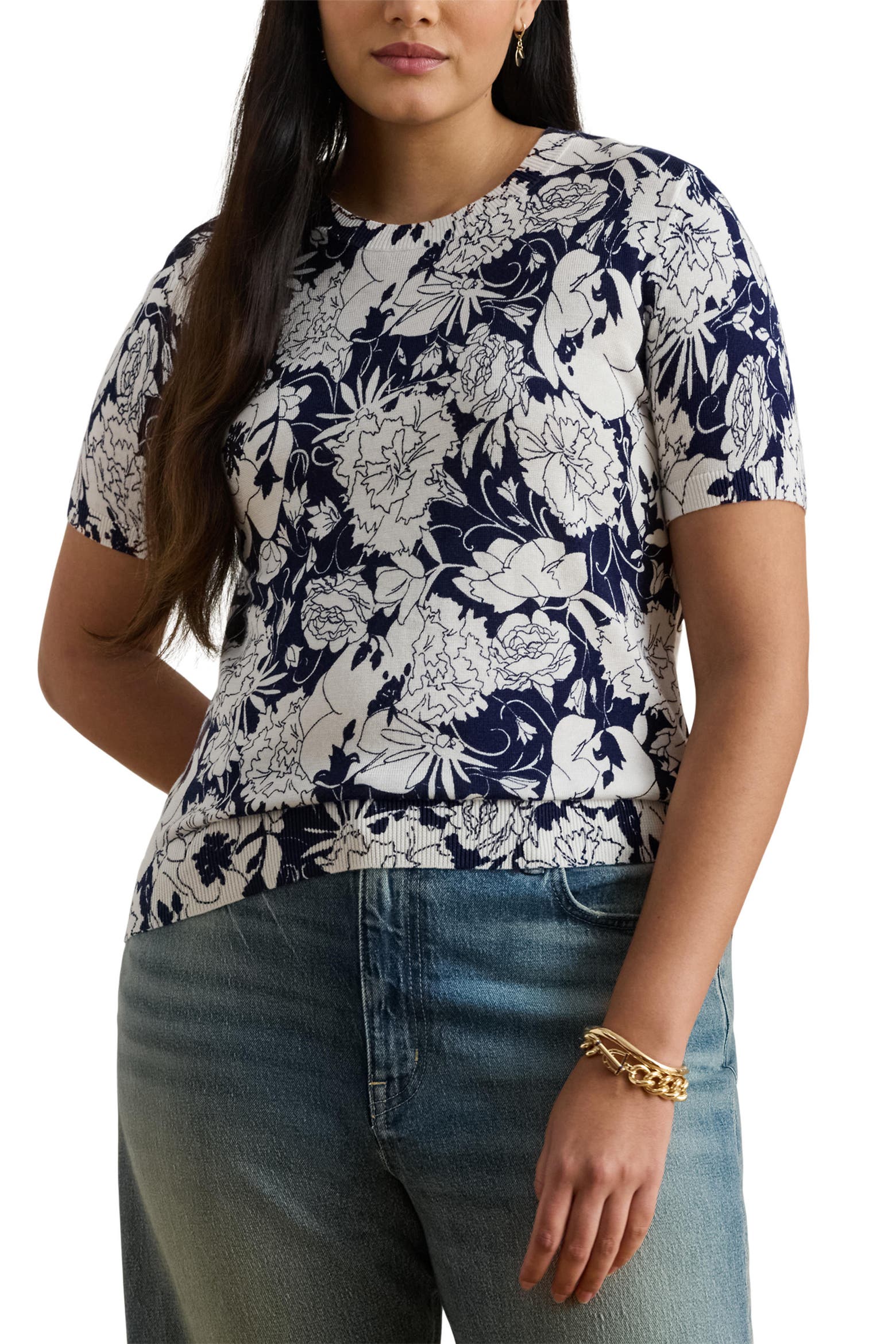 Tech It Ralph Lauren Ralph Lauren Short Sleeve Sweater (Women) | Nordstromrack