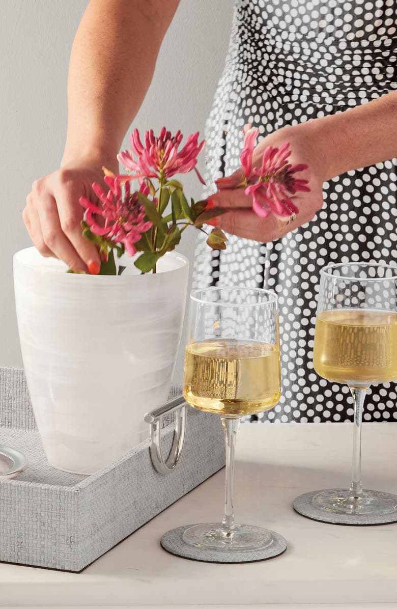 Mariposa Faux Grasscloth Signature Coaster Set, Alternate, color, Blue