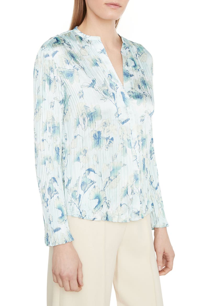 Floral Crushed Satin Blouse, Alternate, color, PALE LAGOON