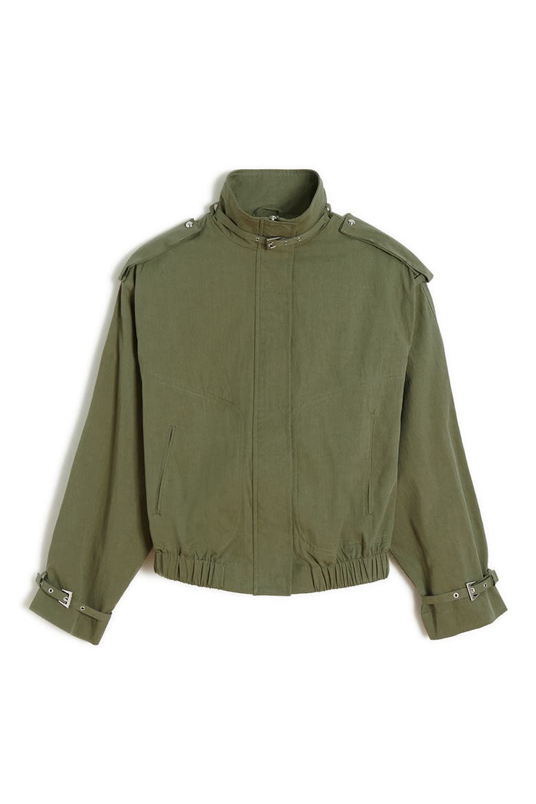 Thea Balloon Sleeve Rain Jacket, Alternate, color, DESERT GREEN