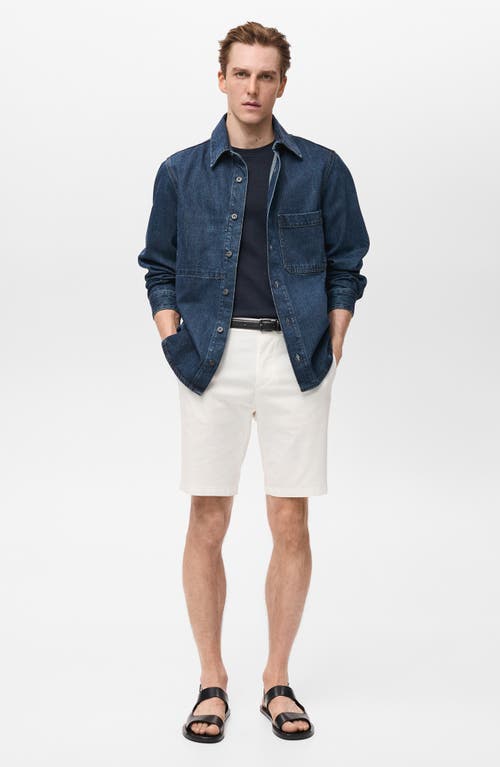 Mango Slim Fit Flat Front Bermuda Chino Shorts In White