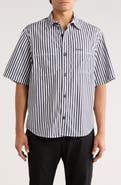 BOSS Eratino Stripe Short Sleeve Button-Up Shirt
