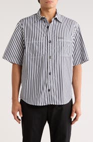 BOSS Eratino Stripe Short Sleeve Button-Up Shirt