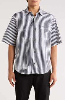 BOSS Eratino Stripe Short Sleeve Button-Up Shirt