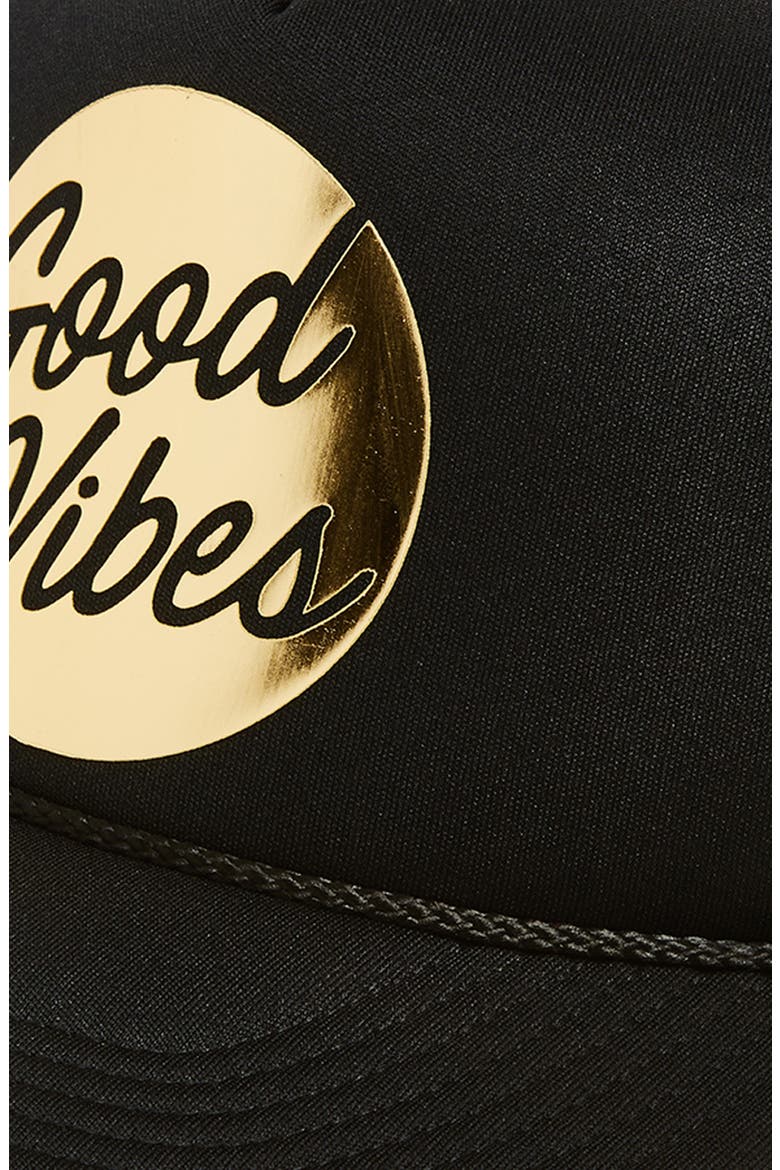 Good Vibes Trucker Hat, Alternate, color, BLACK