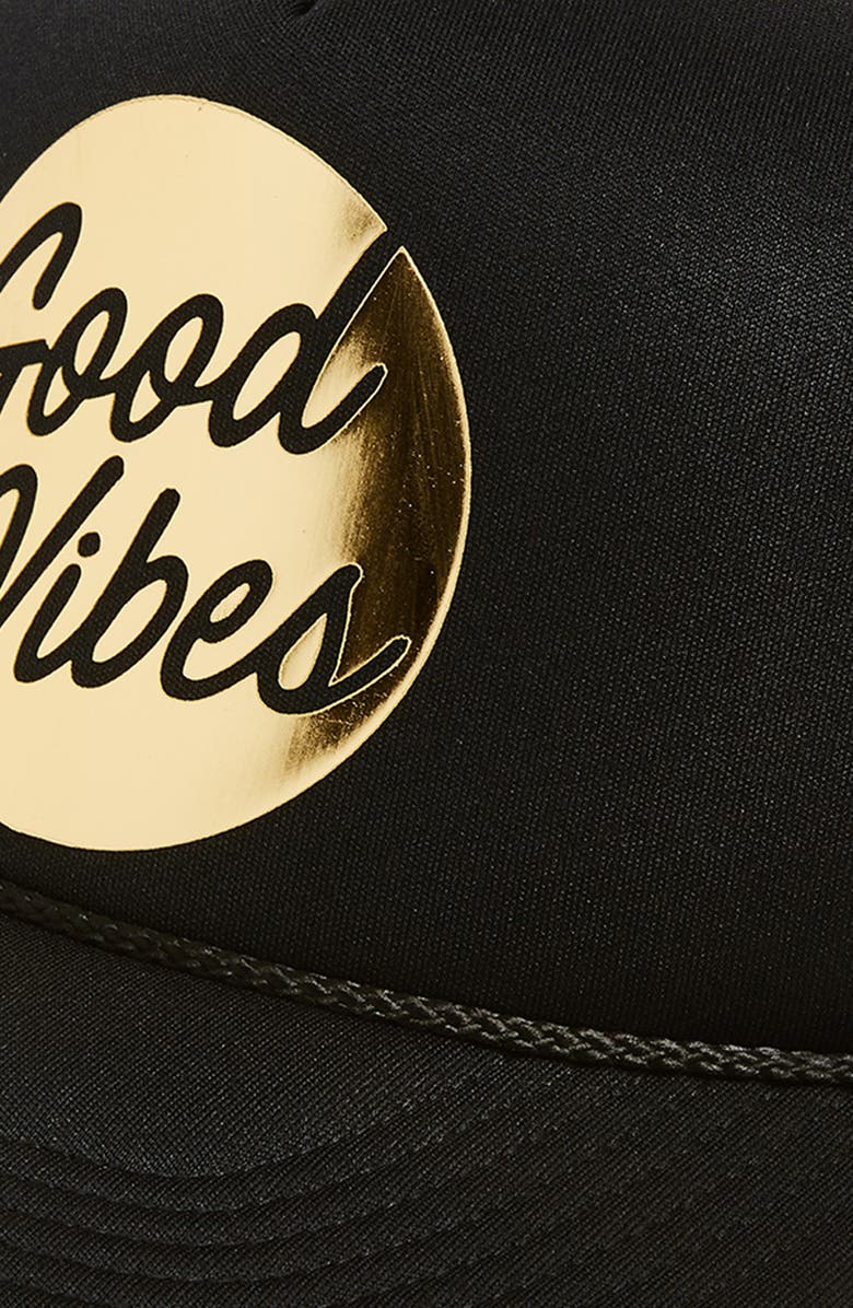 Local Beach Good Vibes Trucker Hat, Alternate, color, Black