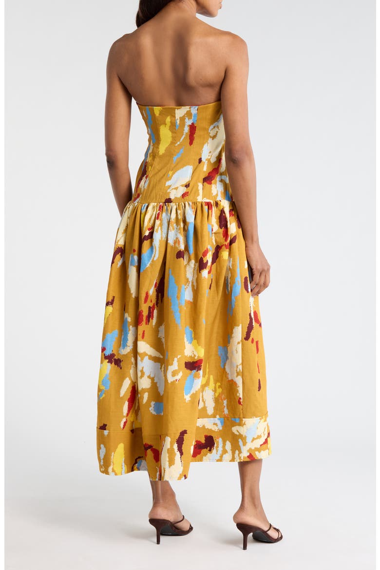 June Strapless Linen Blend Dress, Alternate, color, DESERT MULTI