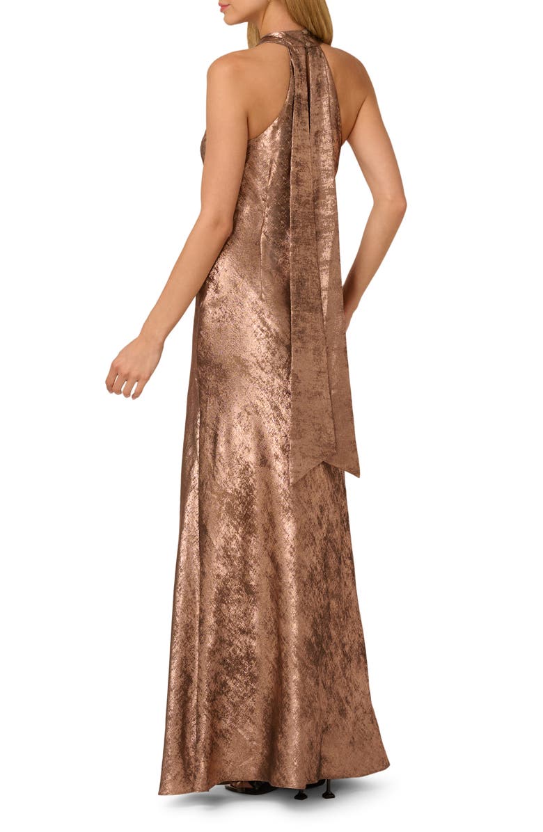 Adrianna Papell Foiled Trumpet Gown, Alternate, color, Mocha