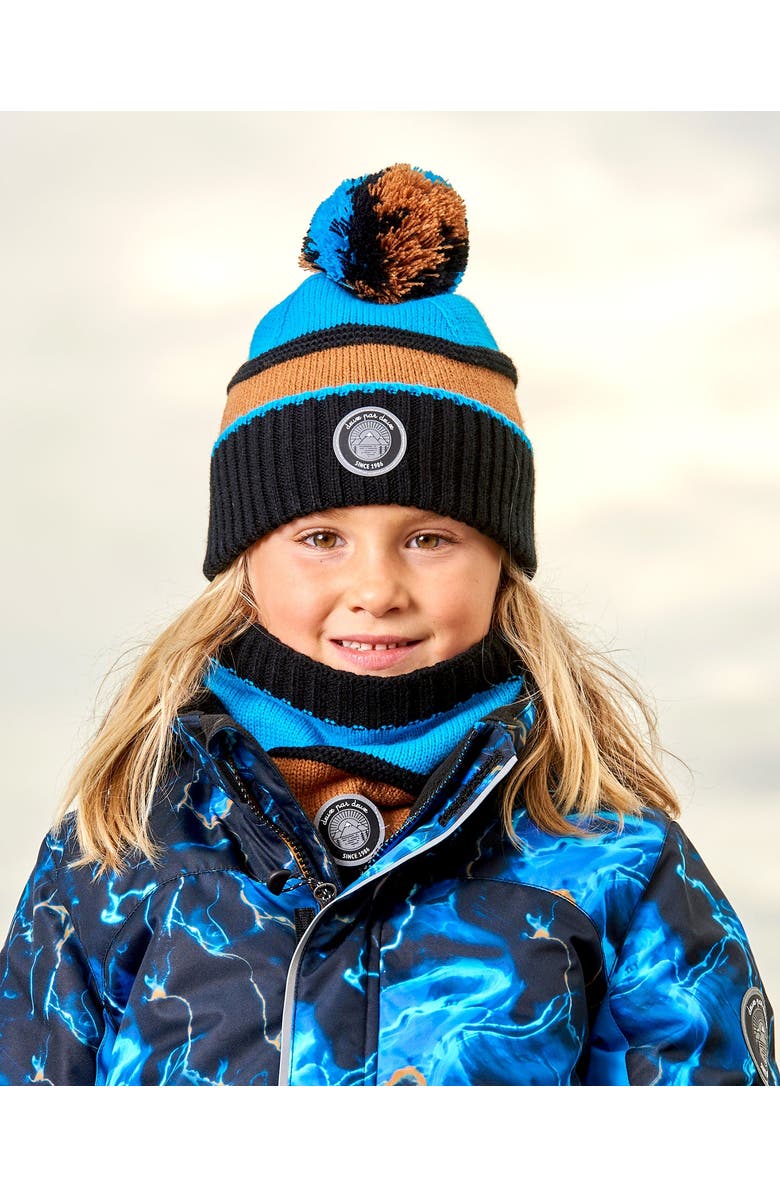 Deux par Deux Boy's Knit Hat Blue, Black And Spice, Alternate, color, Color Block