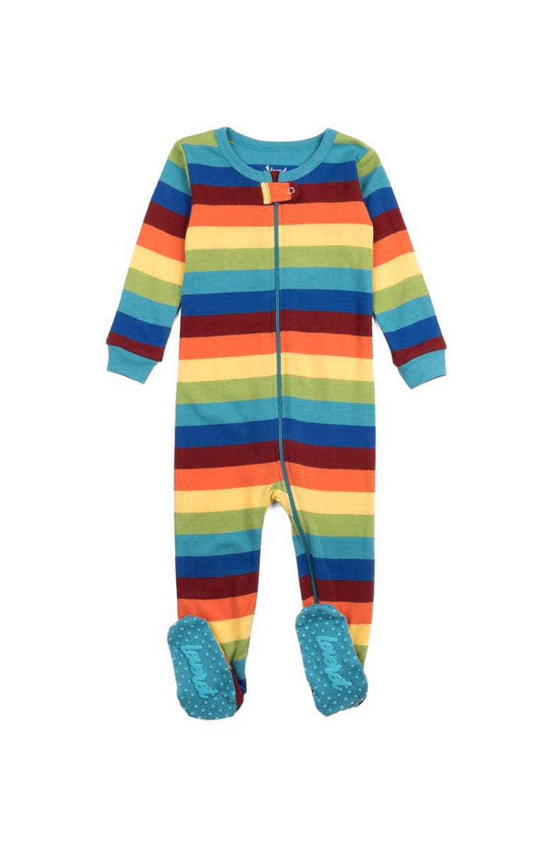 Leveret Footed Striped Cotton Matching Family Pajamas, Main, color, Colorful Boys