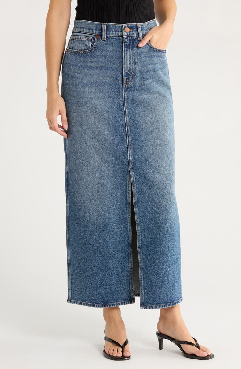 Madewell Denim Maxi Skirt, Main, color, Lombard Wash