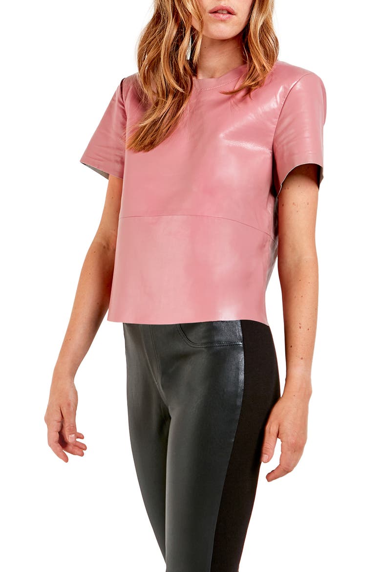 Awaken Recycled Leather T-Shirt, Alternate, color, MAUVE