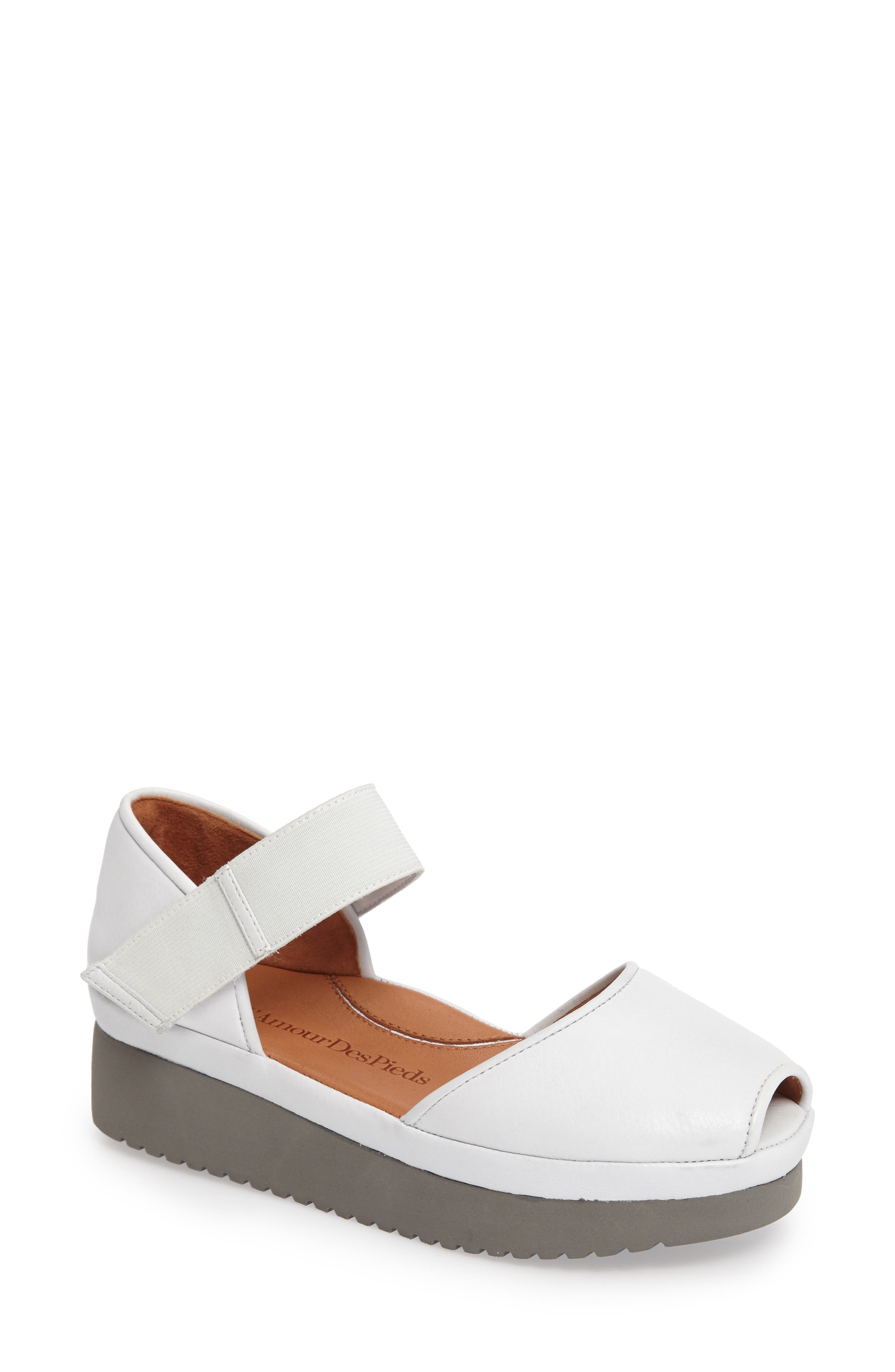 Amadour Platform Sandal, Main, color, WHITE LEATHER