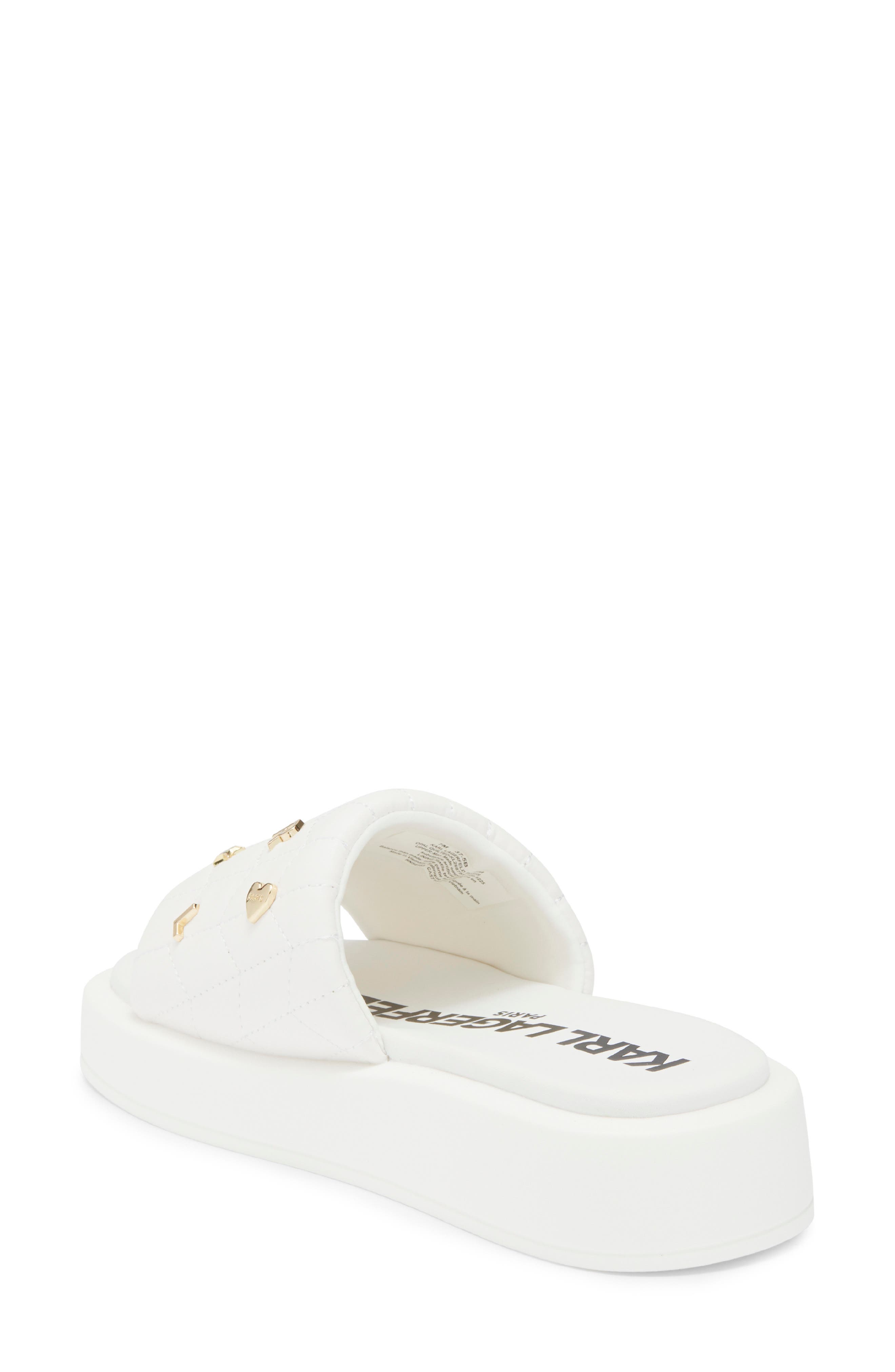 KARL LAGERFELD PARIS Opal Quilted Platform Slide Sandal, Alternate, color, White