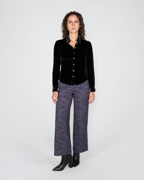 Lords Of Harlech Sylvia Velvet Shirt In Black