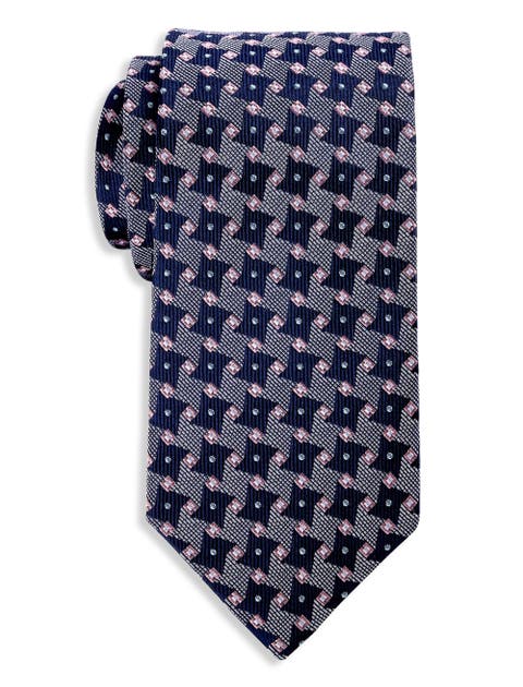 Big & Tall Geometric Pattern Silk Tie