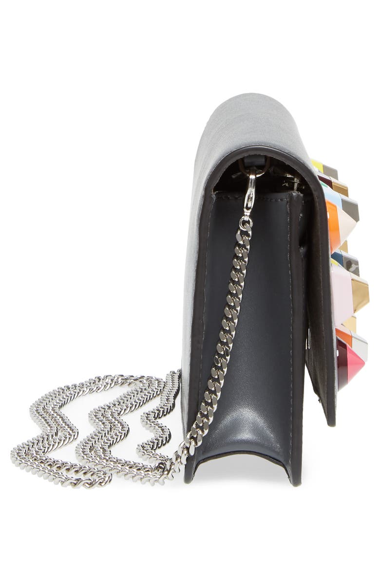Fendi Rainbow Studded Leather Tube Wallet on a Chain, Alternate, color,