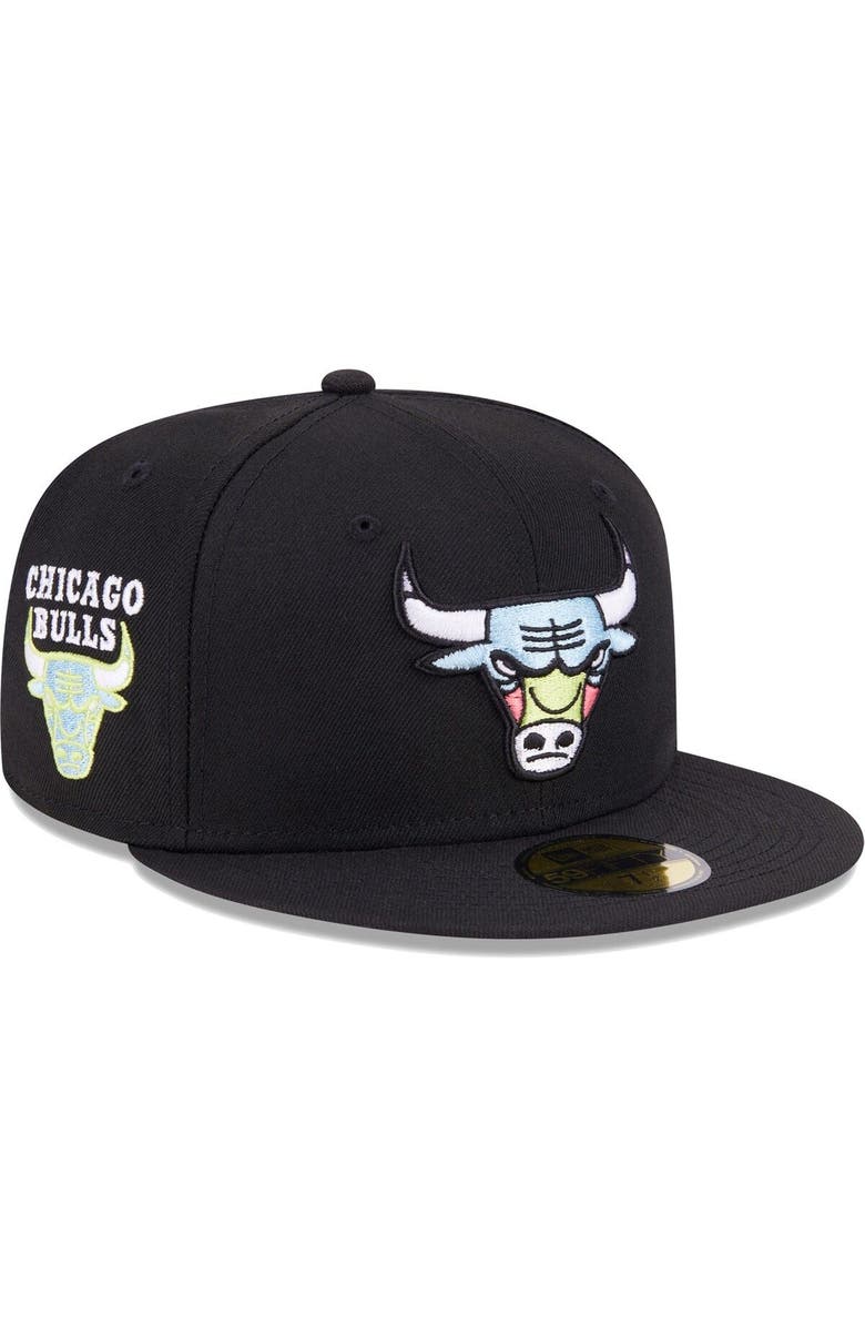 New Era Men's New Era Black Chicago Bulls Color Pack 59FIFTY Fitted Hat, Main, color, 