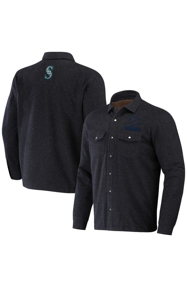 Darius Rucker Collection by Fanatics Men's Darius Rucker Collection by Fanatics Black Seattle Mariners Ringstop Full-Snap Shacket, Main, color, Black