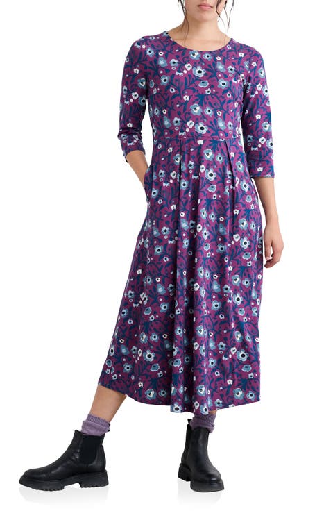 Veronica Print Stretch Organic Cotton Jersey Midi Dress