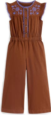 Mini Boden Kids' Flutter Sleeve Denim Jumpsuit