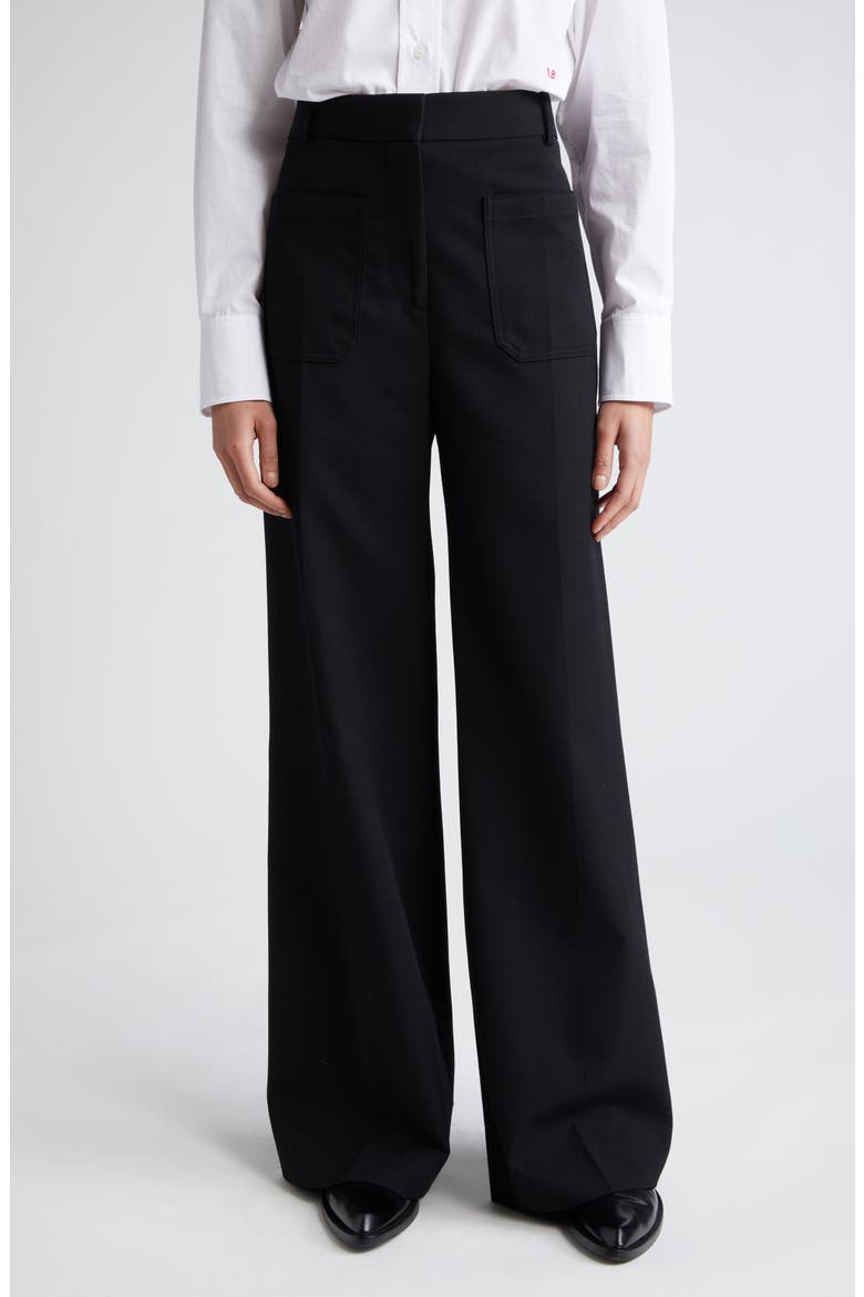 Alina Wide Leg Ponte Knit Trousers, Main, color, BLACK