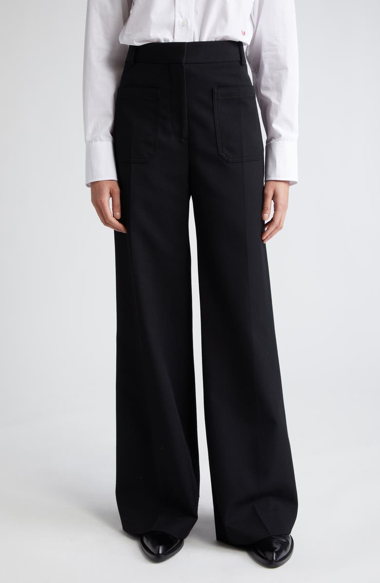 Victoria Beckham Alina Wide Leg Ponte Knit Trousers, Main, color,