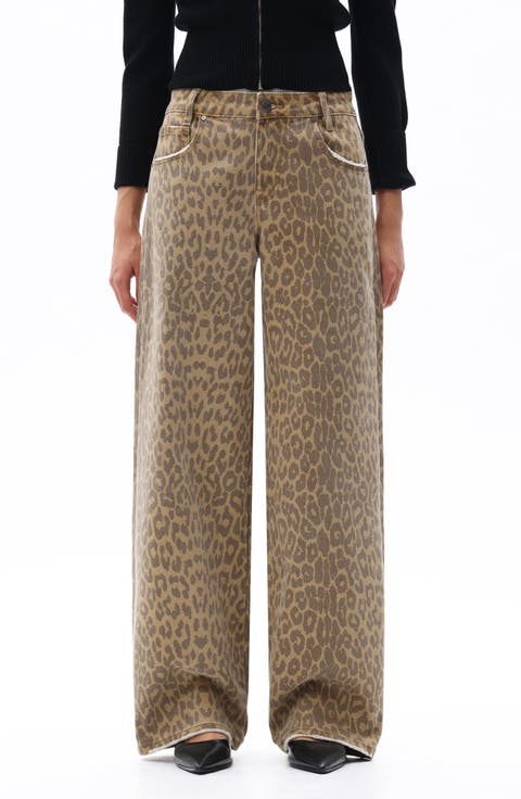 High Waist Wide Leg Jeans (Leopard)
