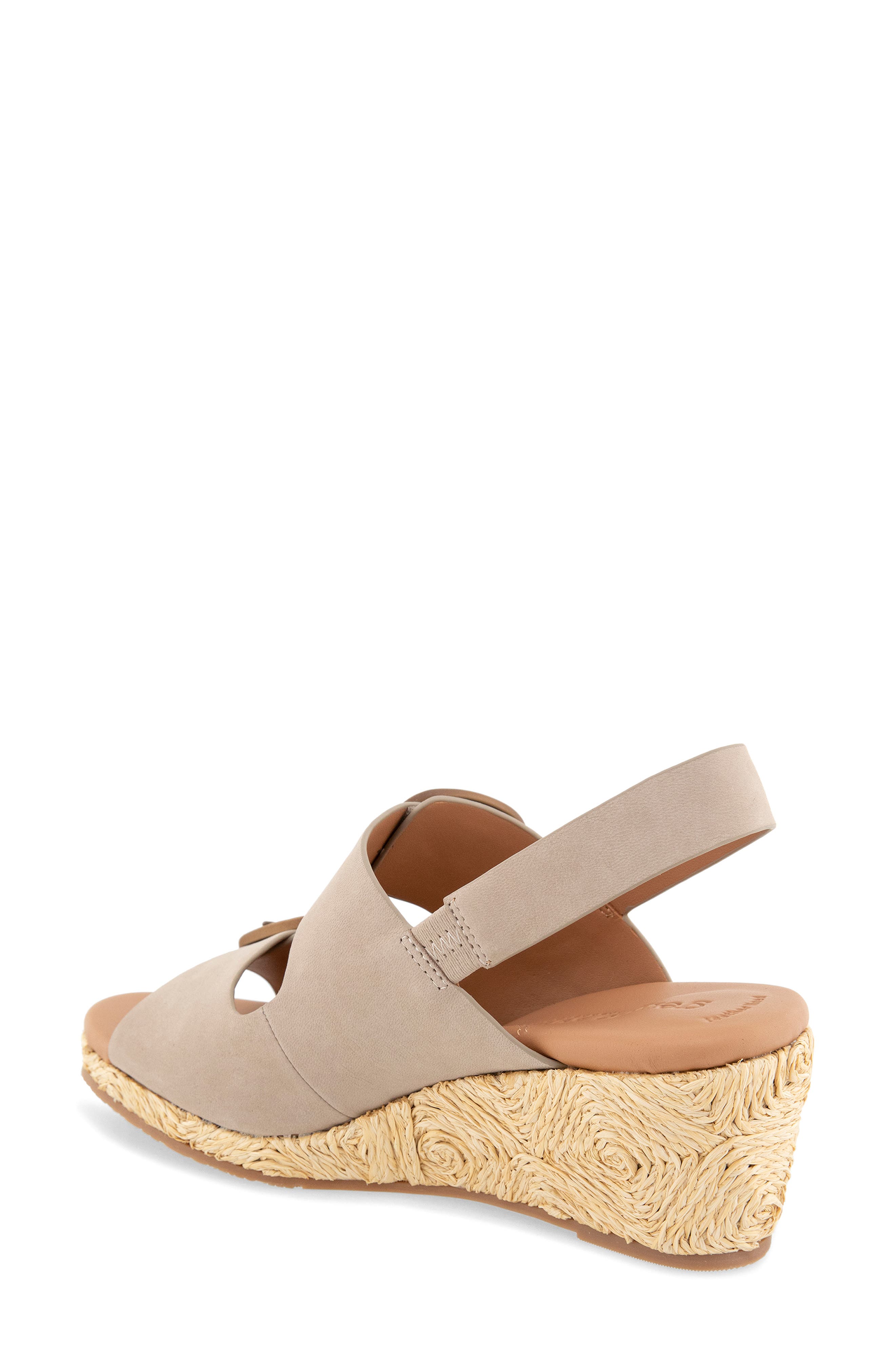 Gentle Souls Greca Raffia Slingback Platform Wedge Sandal, Alternate, color, Mushroom Nubuck
