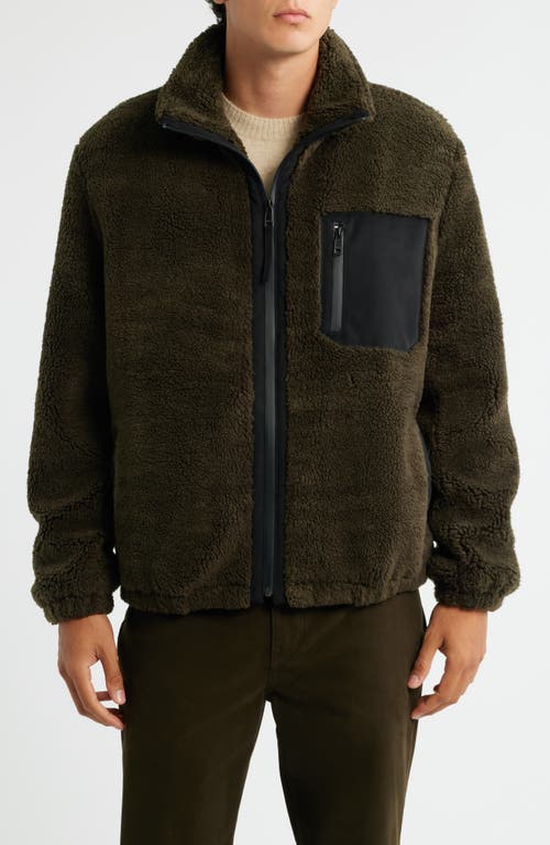 Vince Fleece Zip Jacket In Brown