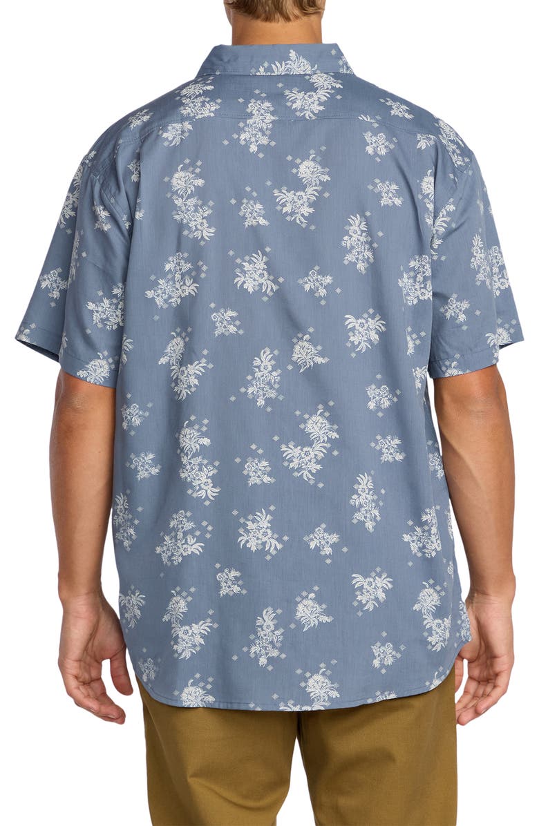 Billabong Sundays Print Short Sleeve Button-Up Shirt, Alternate, color, Steel Blue