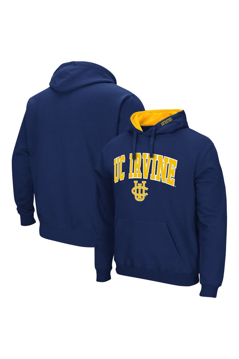 Men's Colosseum Navy UC Irvine Anteaters Arch and Logo Pullover Hoodie, Main, color, Navy