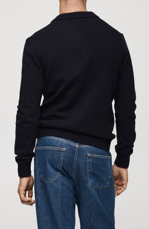 Mango Men's Wool-blend Polo-collar Sweater In Dark Navy