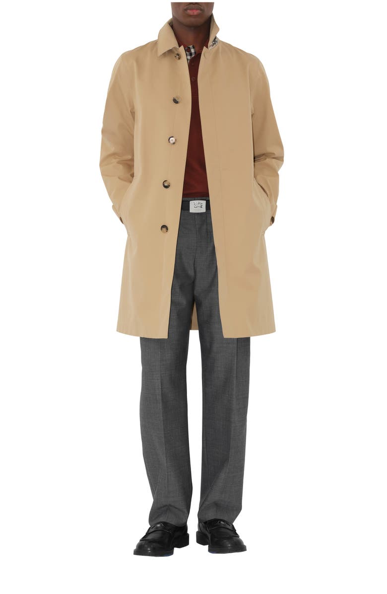 Burberry Mid-length Bonded Gabardine Car Coat, Main, color, Flax Beige