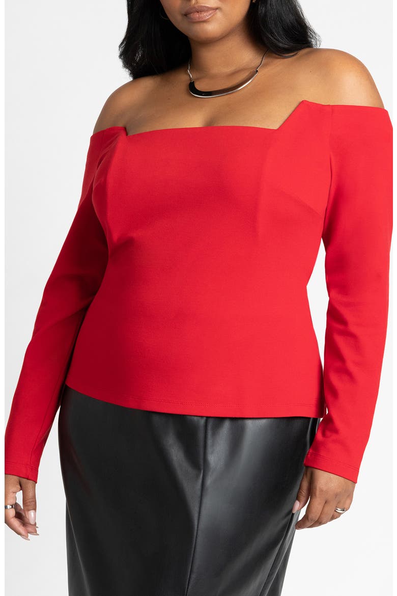 Square Neck Off the Shoulder Top, Main, color, BARBADOS CHERRY