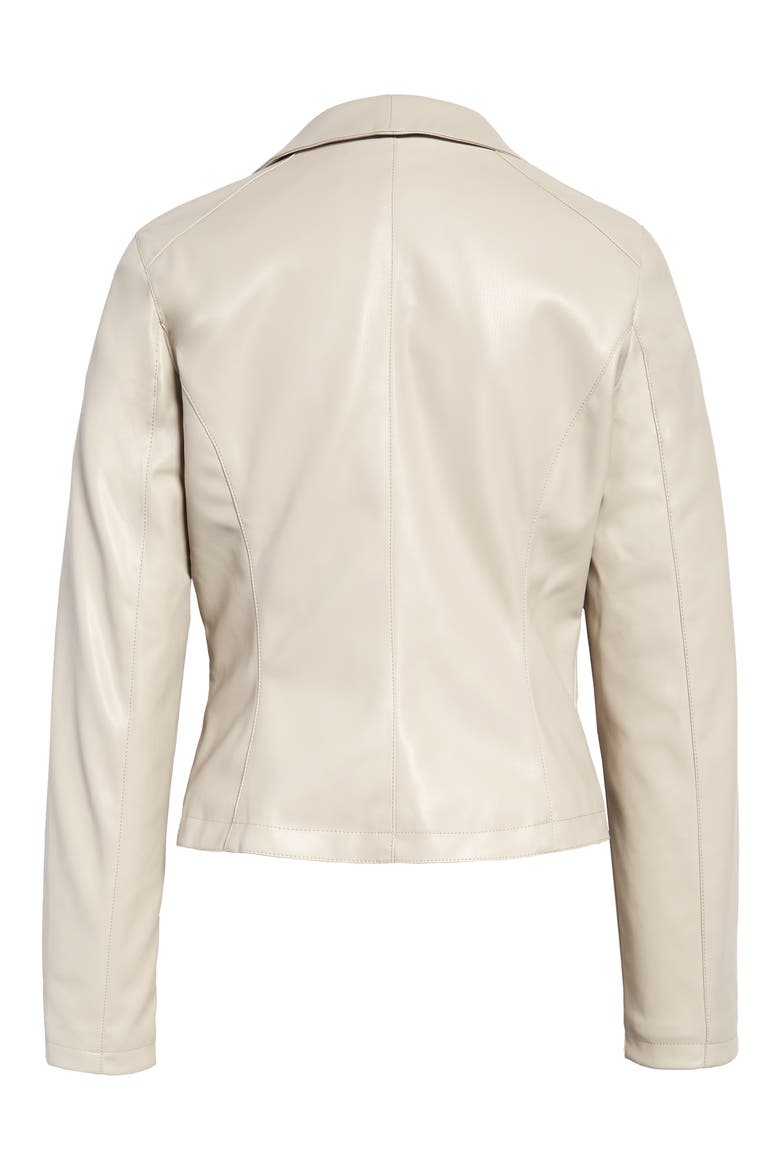 Drape Collar Faux Leather Jacket, Alternate, color, GREY FOG