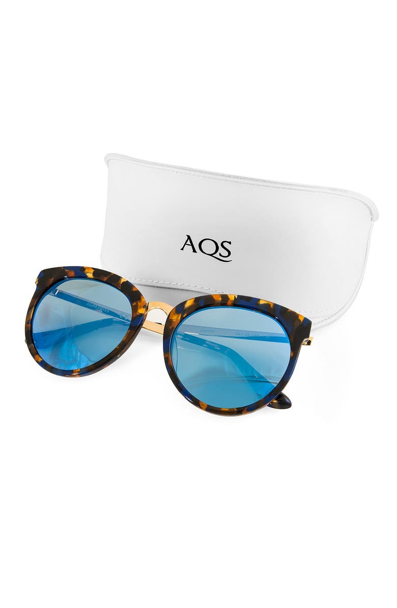 AQS Poppy 54mm Round Sunglasses, Alternate, color, Orange-Blue-Black-Gold