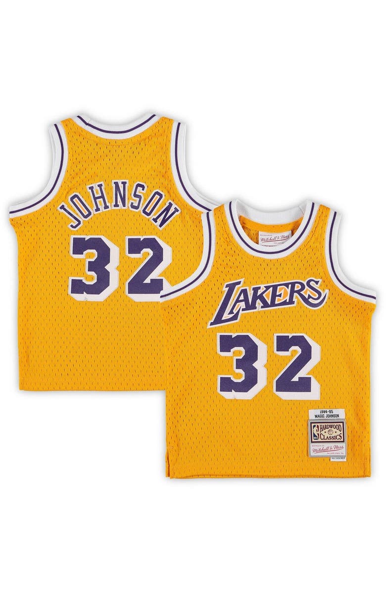Mitchell & Ness Infant Mitchell & Ness Magic Johnson Gold Los Angeles Lakers Retired Player Jersey, Main, color, 