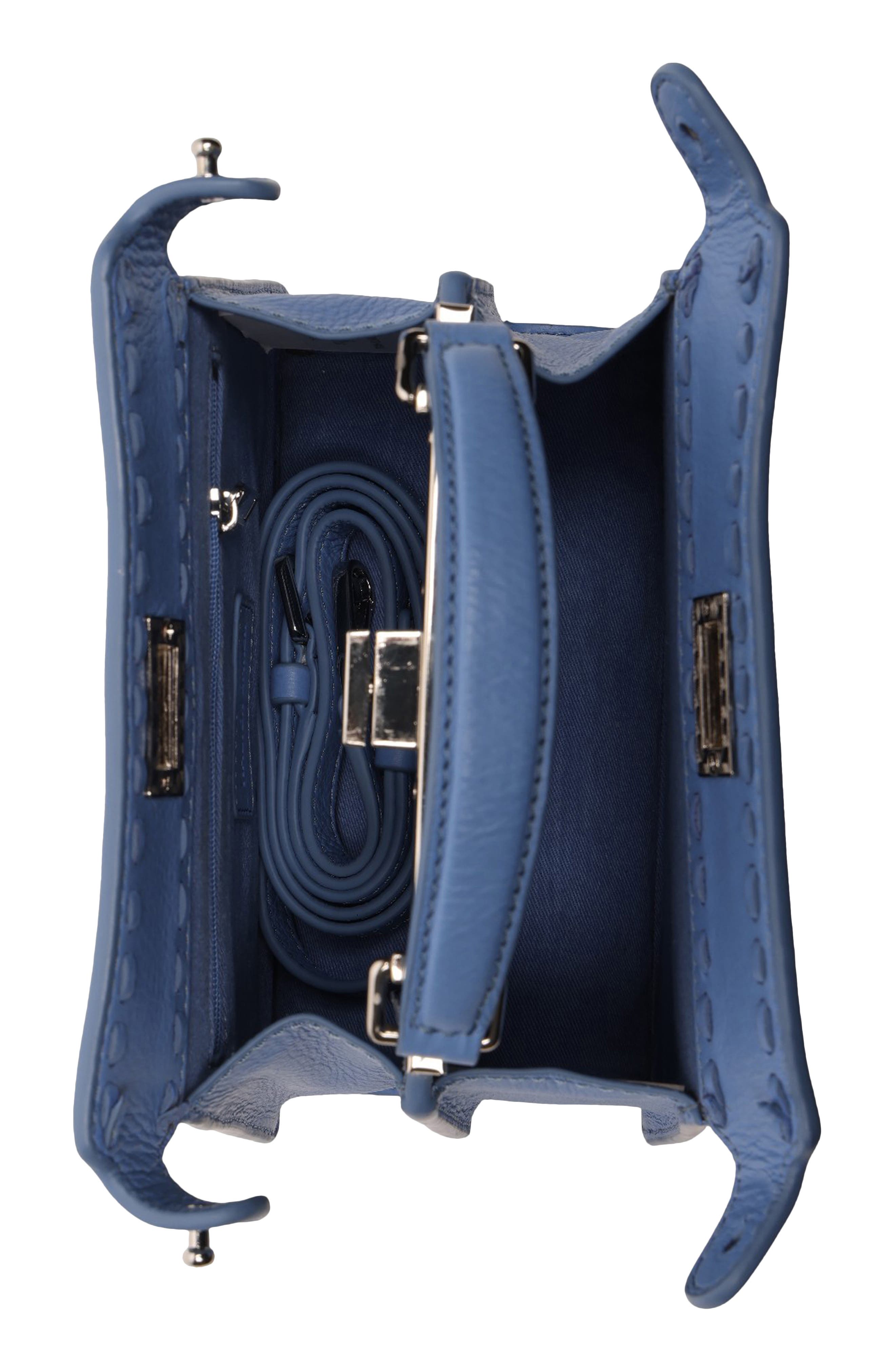 Mini Reed Leather Satchel, Alternate, color, AQUA RUSH